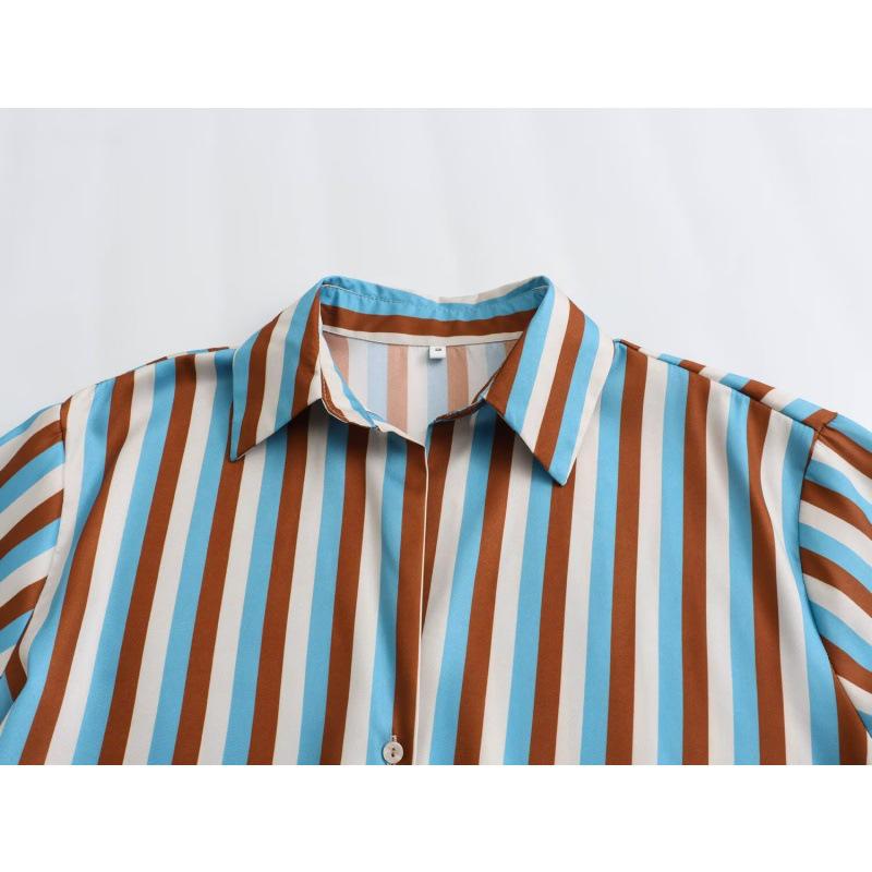 2025 Spring Women's European and American Style Satin Long-Sleeved Fashion Shirt