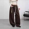 Scimitar Pleated Sports Wide-leg Pants Women's Autumn New High-waisted Loose Casual Straight Mopping Trousers