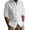 Men's Henley Shirts Cotton Linen Open Stitch Lightweight Breathable Solid Color Slim Fit Men Shirt