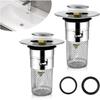 2pcs Basin Drain, with Removable Filter 33-40mm, Universal Pop Up Bathroom Sink Stopper, Stainless Steel Floor