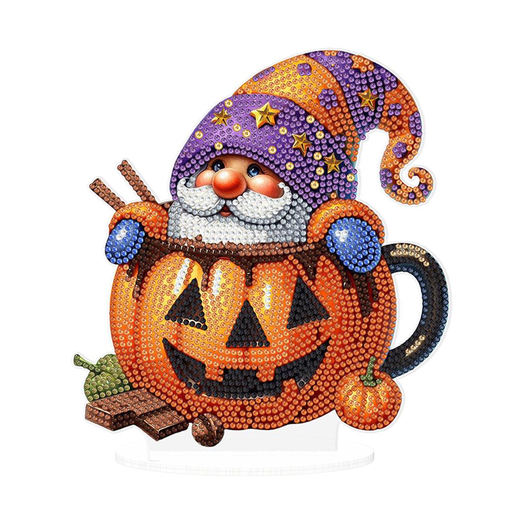 Acrylic Happy Halloween Diamond Painting Tabletop Ornaments Kit Table Top Diamond Painting Ornament Kits for Home Office Decor