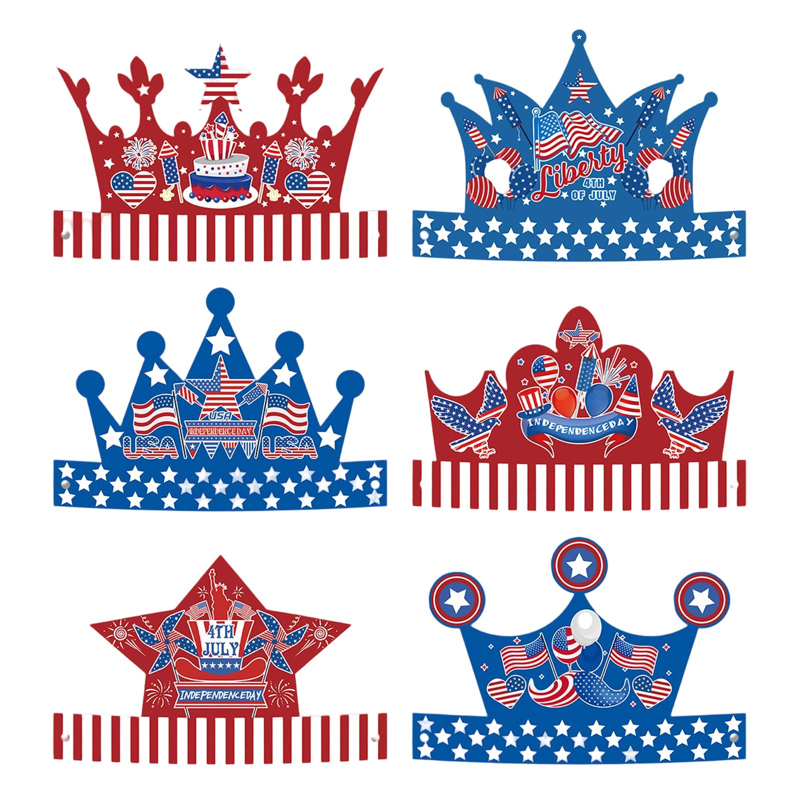 

American Independence Day Crown Hat Party Carnival Photography Props Decoration Supplies Party Holiday Paper Hats One Size