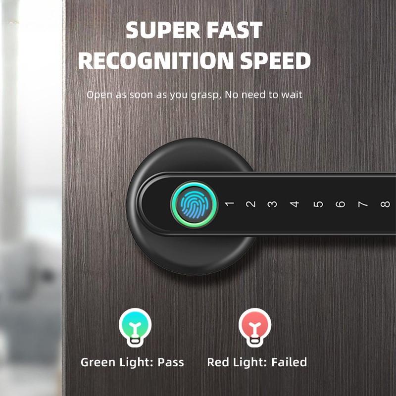 Biometryczny Zamek Bezpieczeństwa do Drzwi Smart Fingerprint Keyless Czarno-Złoty dla Aplikacji Tuya
