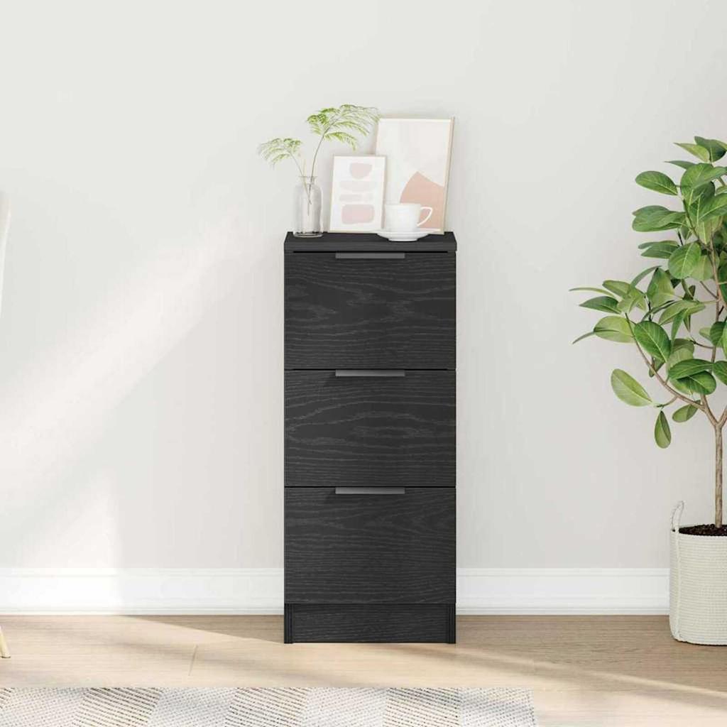 Schwarzer Eichenseitenschrank, Aufbewahrungsschubladenschrank, Flurkommode, 30x30x70 Cm