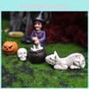 Witch Halloween Pumpkin Resin Yard Decoration With Micro Landscape Gift Scene