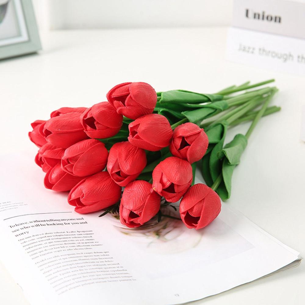 5 buc ghirlandă cu atingere reală, buchet de mireasă, lalele pentru casă, plante artificiale, flori false