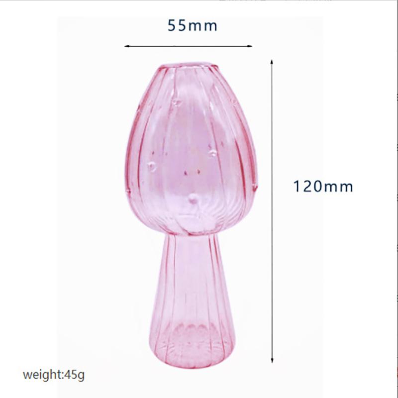 Jarrón de cristal transparente con forma de hongo para decoración de mesa, ideal para el hogar, arreglos florales hidropónicos, aromaterapia, hoteles y hogares.