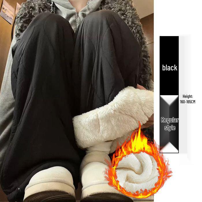 

Northeast Petite Women s Lamb Wool Fleece-Lined Wide-Leg Pants - Thick, Warm, Elastic Cuffs, Ideal for Autumn & Winter XL