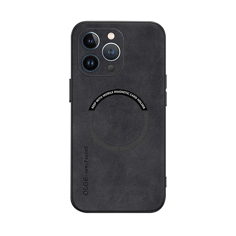 Magnetický kožený kryt pro Magsafe pro iPhone 16 15 14 Pro Max 14pro 12 13 Pro Max 11 16e Luxusní bezdrátové nabíjení Nárazuvzdorný kryt