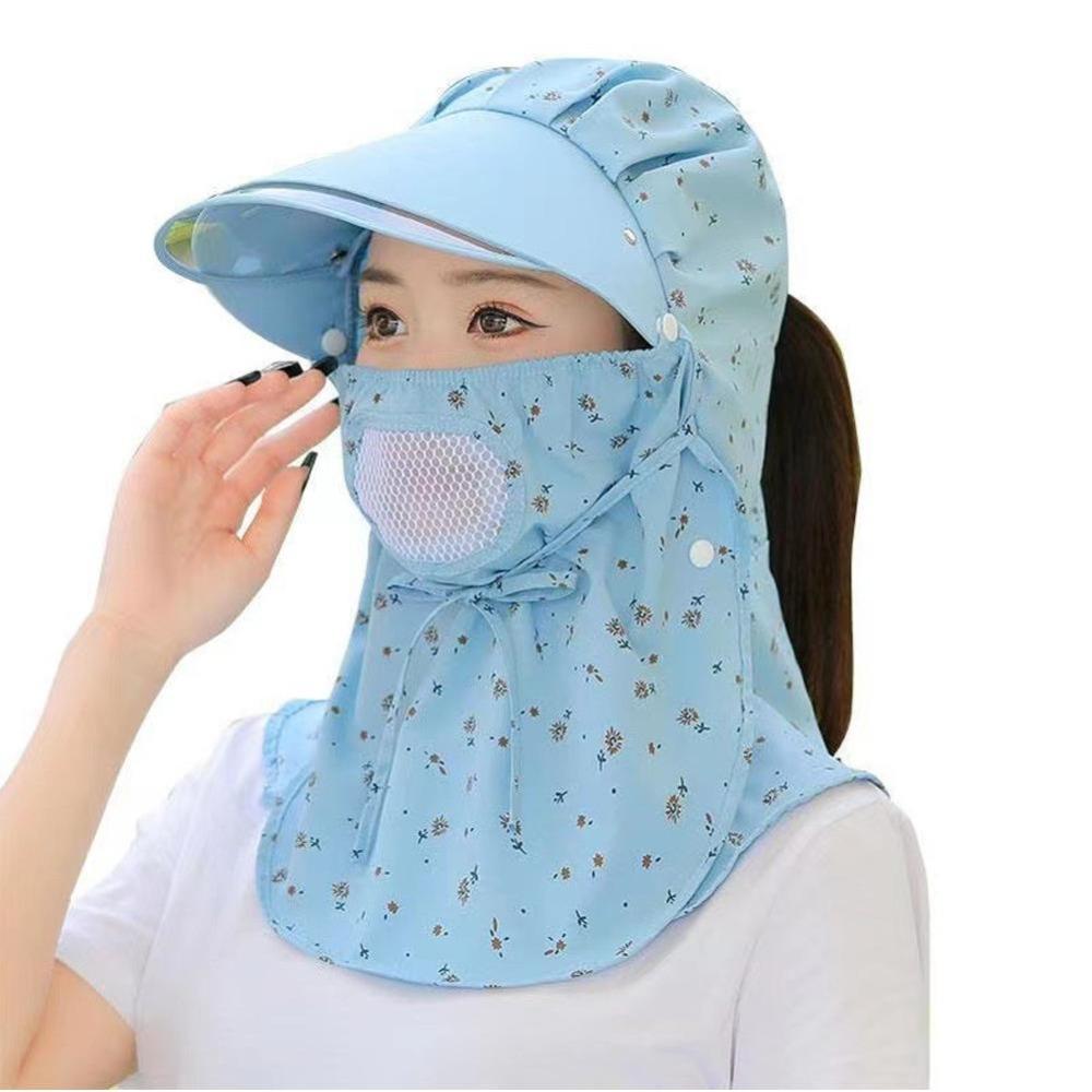 Floral Print Women Fisherman Hat Big Brim Picking Tea Hat Fashion Face Covering Sunhat  Face Shield