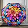 Automatic Folding Umbrella with Mandala Flower Design - Portable Collapsible 8-Rib Durable Canopy, Vibrant Multicolor Patterns