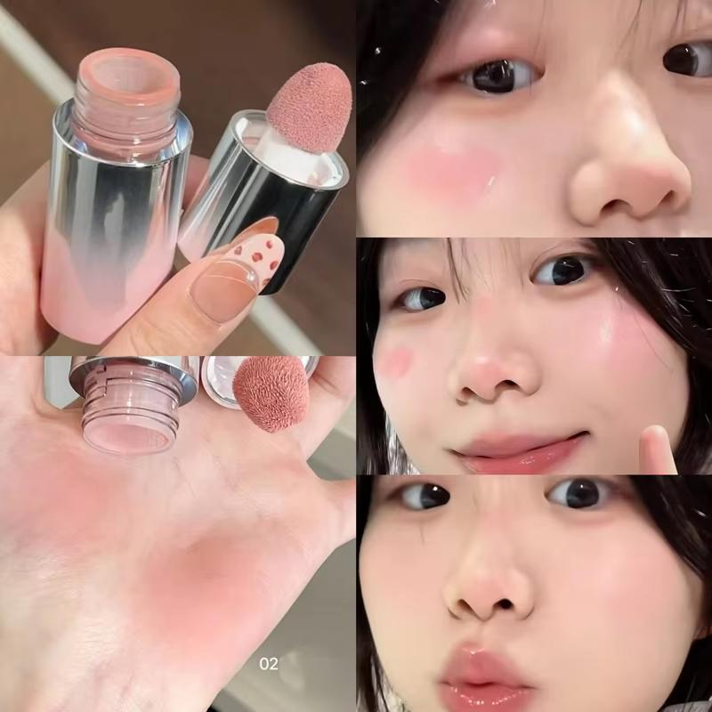 HERORANGE Liquid Blush Stick, with Sponge Tip, Suitable for Lips and Cheeks, Waterproof and Long-Lasting, Color Correcting, Suitable for All Skin