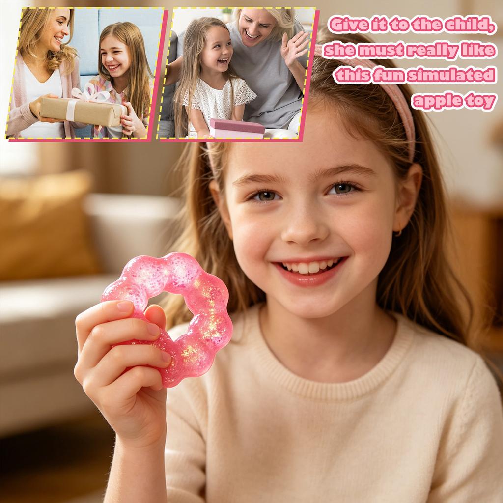 Glitter Donut Shaped Squishy Bracelet Sensory Fidget Toy Soft Stretchable Hand Wristband for Stress Relief and Focus Random Style