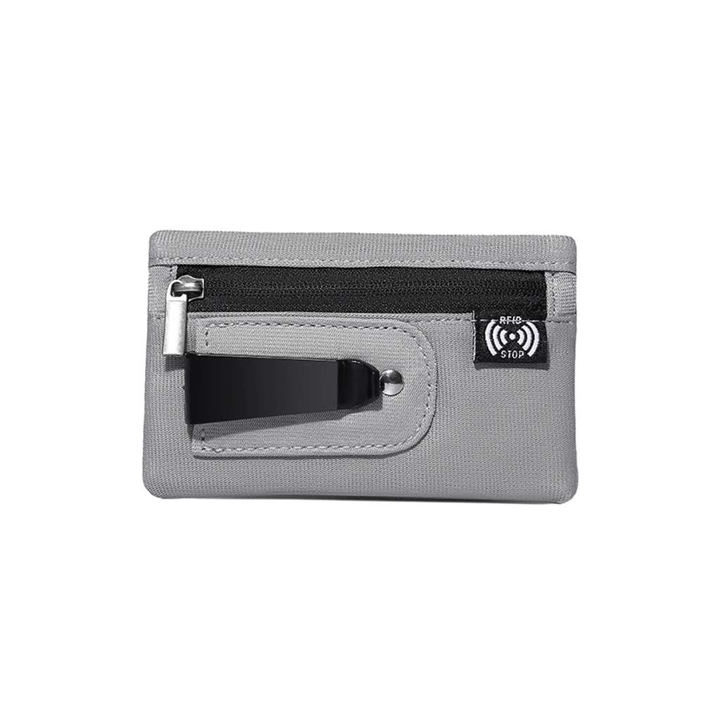

Thin Clip Stash Pouch Multiple Card Classic Card Bag with Back Clip Solid Color Antimagnetic RFID Protection Wallet Women світло-сірого кольору