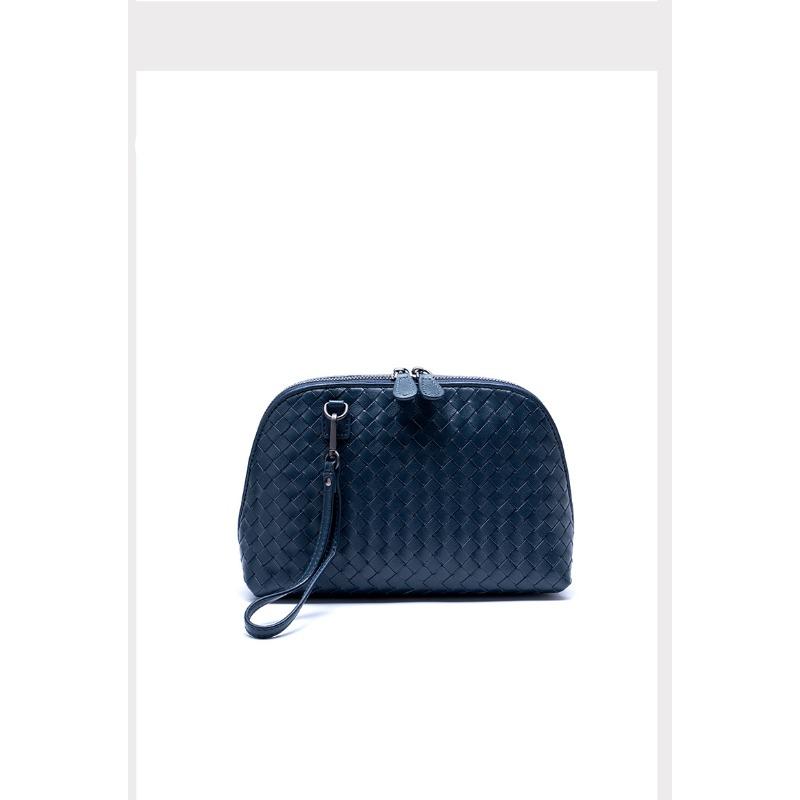Cross Border Trend New Woven Women's Bag Top Layer Sheepskin Handmade Woven Diagonal Cross Bag Hand-held Makeup Bag