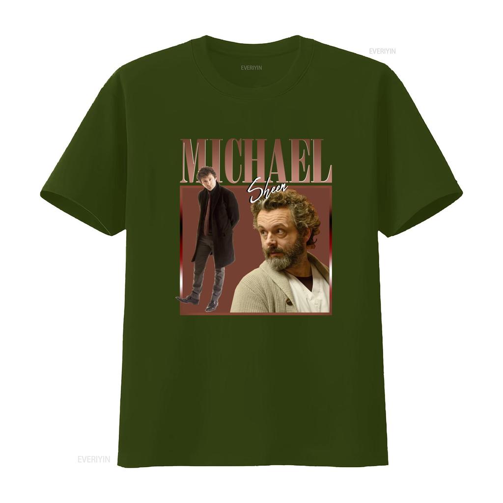 Michael Sheen Good Omens Vintage Stil Retro T-Shirt Hommage vintage Gewaschen Lässig Bequem Unisex Weich Stilvoll Leicht