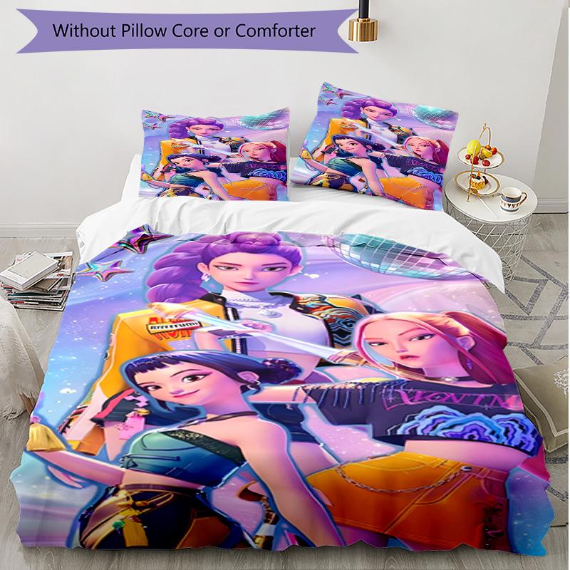 3pcs Duvet Cover Set (1*Duvet Cover + 2*Pillowcase, Without Core), K Print Soft All‑Season Bedding Set, Home Bedroom Decor Gift