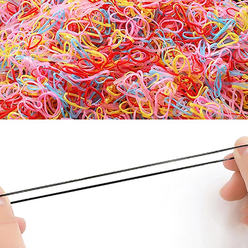 1000 Stück Mädchen Bunte Einweg-Gummibänder Elastische Haargummis Stirnband Kinder Pferdeschwanzhalter Bänder Für Kinder Accessoires