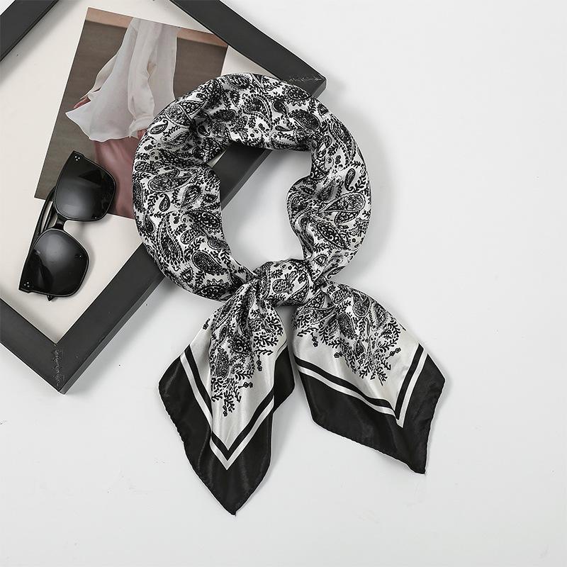 

90 см большой квадратный шарф для весенней и летней моды, универсальный и стильный, принтованный шелковый шарф для женского украшения, в паре с шалью 90*90cm