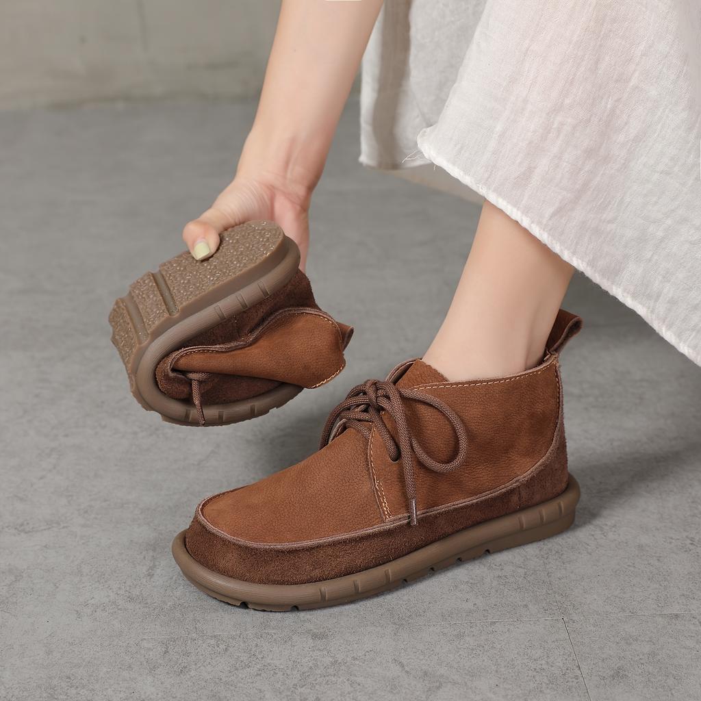 Leather Women's Short Boots, Soft Sole, Soft Surface, Super Comfortable, Big Sole Wide Feet Thin Fashion, All-match Casual Short Boots, Martin Boots