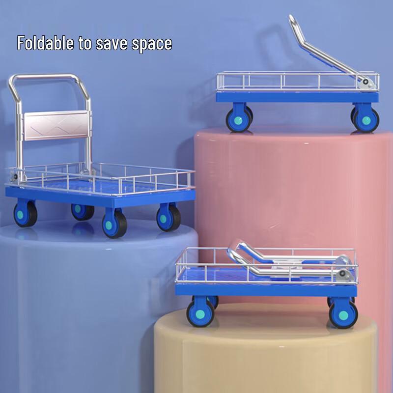 Heavy-Duty Foldable Platform Cart with Guardrail
