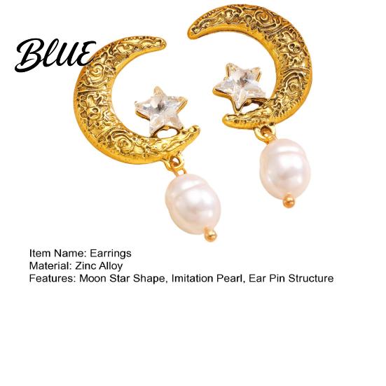 Retro Crescent Moon Earrings 1 Pair Women Ear Pin Structure
