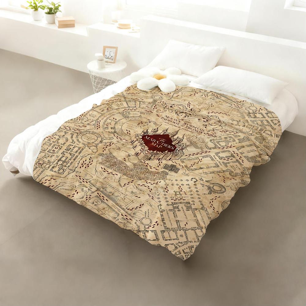 The Marauder's Map Throw Flannel Throw Blanket: Soft Kid-Friendly Warm Anti-Static All Season Washable Couch Bed Home