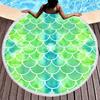 Mermaid Scales Round Beach Towel Circle Beach Blanket Soft Polyester Pool Towels Absorbent Quick Dry Sand Free Picnic Yoga Mat