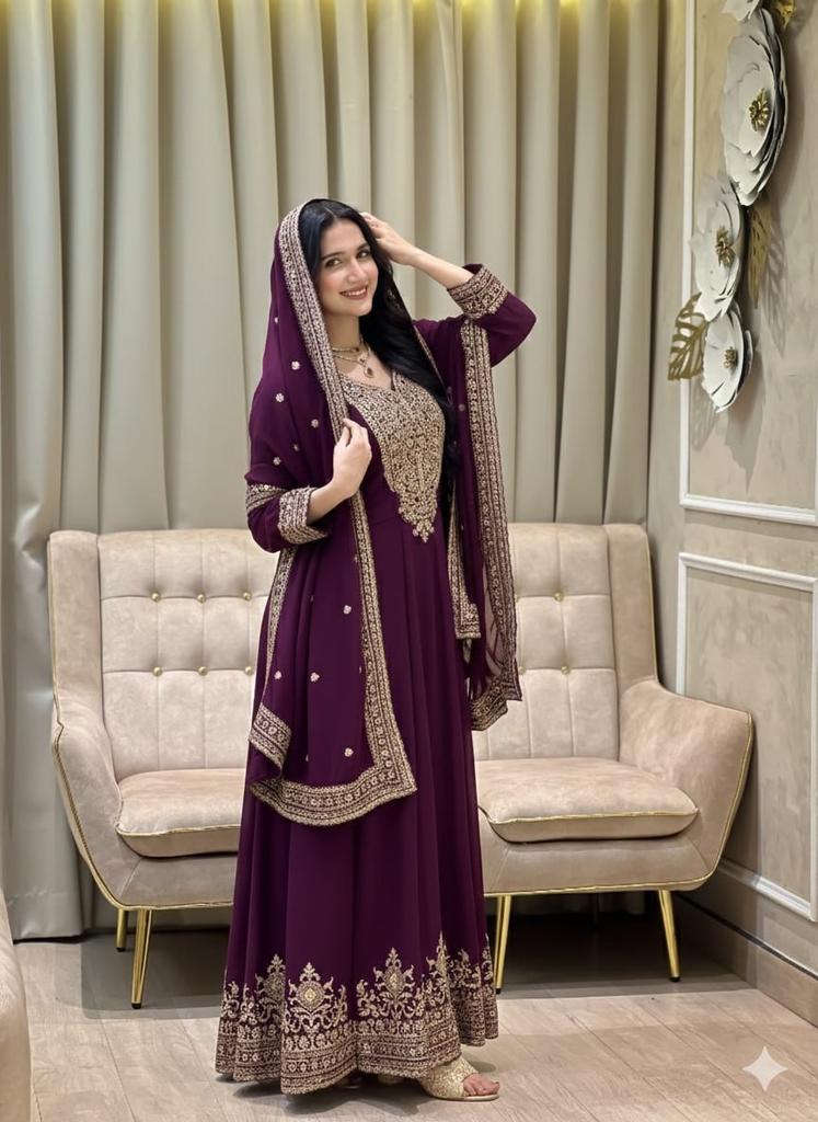 Indian Anarkali Gown with Dupatta Set Bollywood Party Wedding Wear Ethnic Suit