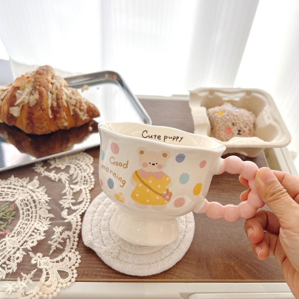 Creative Cute Household Water Cup Goblet Mug Cartoon Milk Cup High Value Ceramic Cup Couple