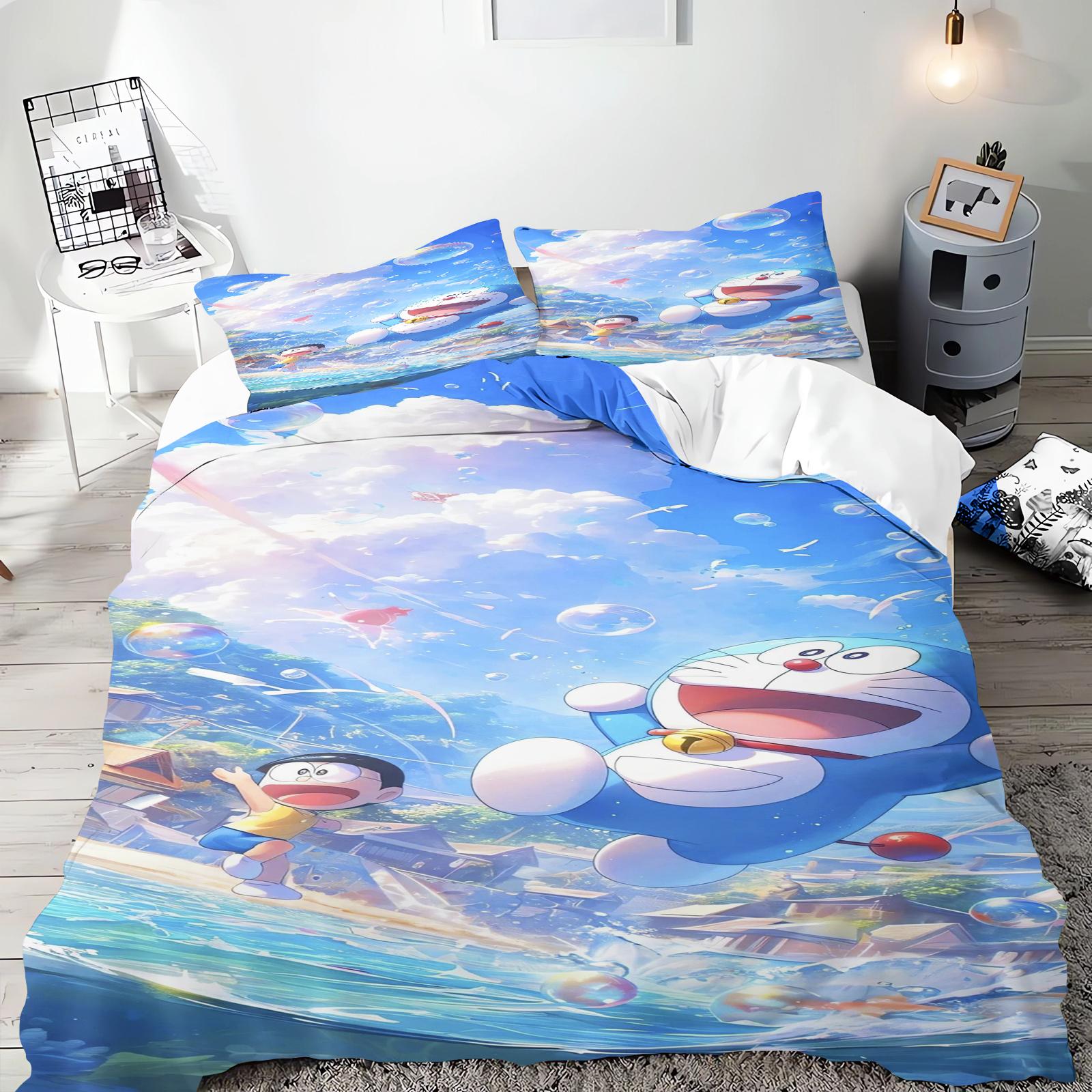 

Blue Robot Cartoon Duvet Cover Home Pillowcase Set Adult Bedroom Children Comforter Bedding 90x200cm