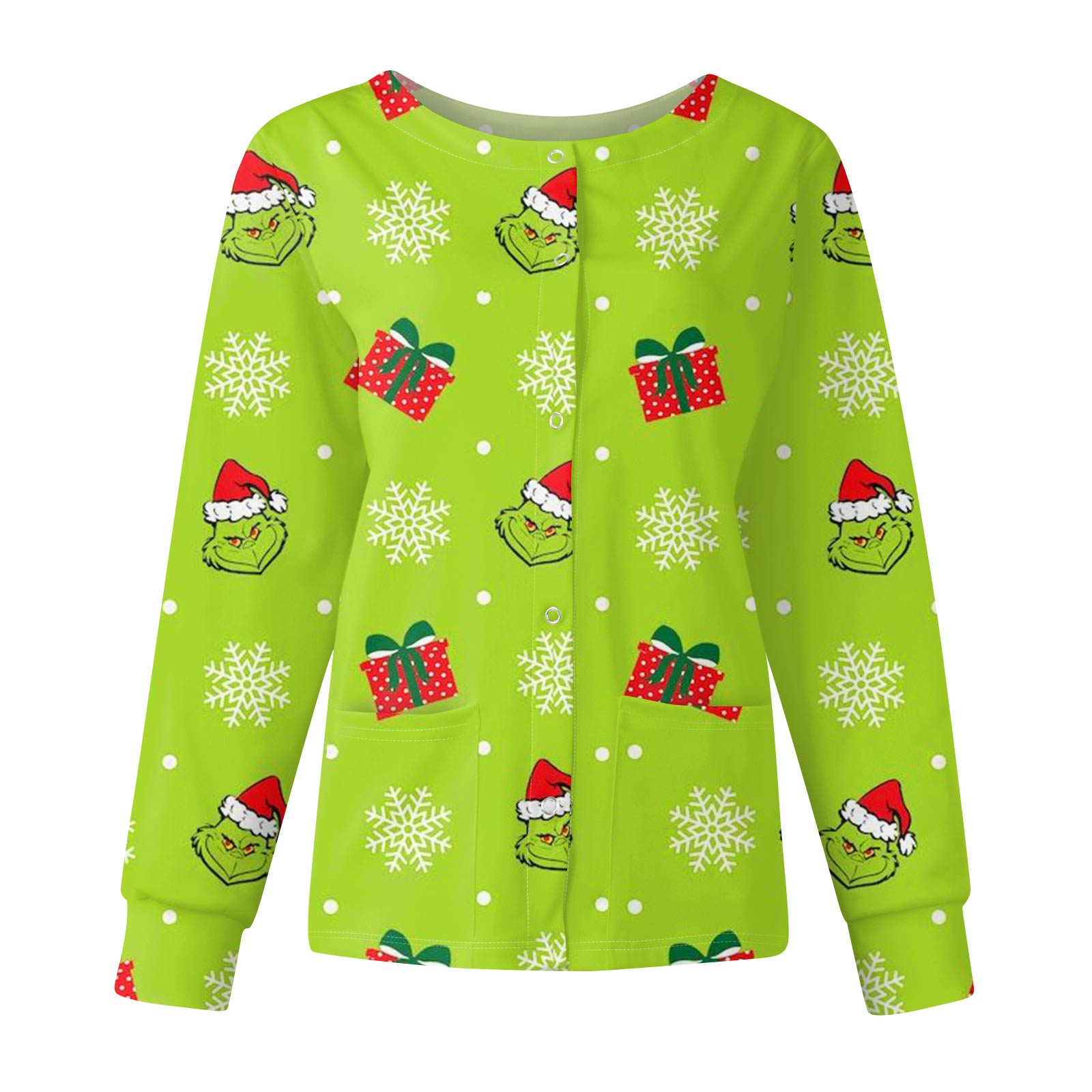 

Женская повседневная модная куртка с длинными рукавами и на одной пуговице с рождественским принтом S