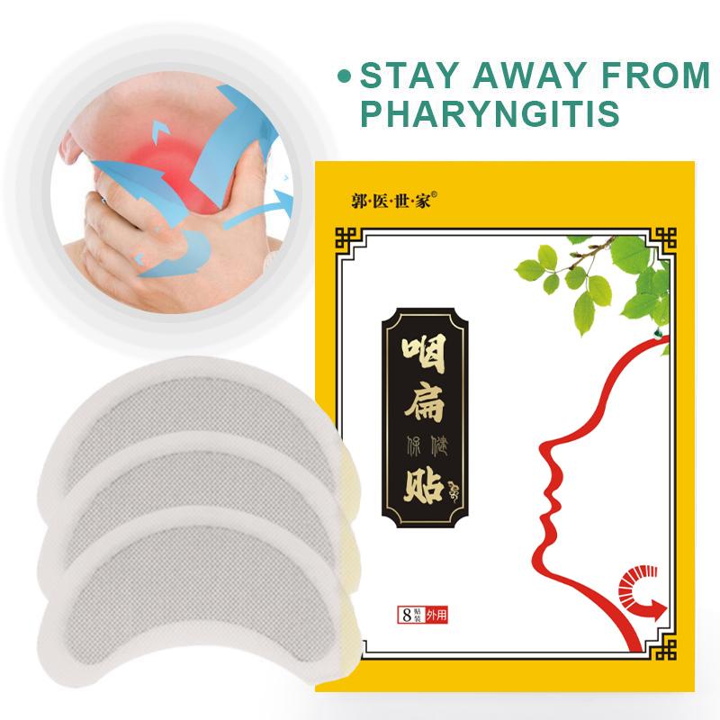 8Pcs/Box Sore Throat Treatment Patch Relieve Throat Dry Itchy Chronic Pharyngitis Cough Herbal Medical Plaster Body Health Care
