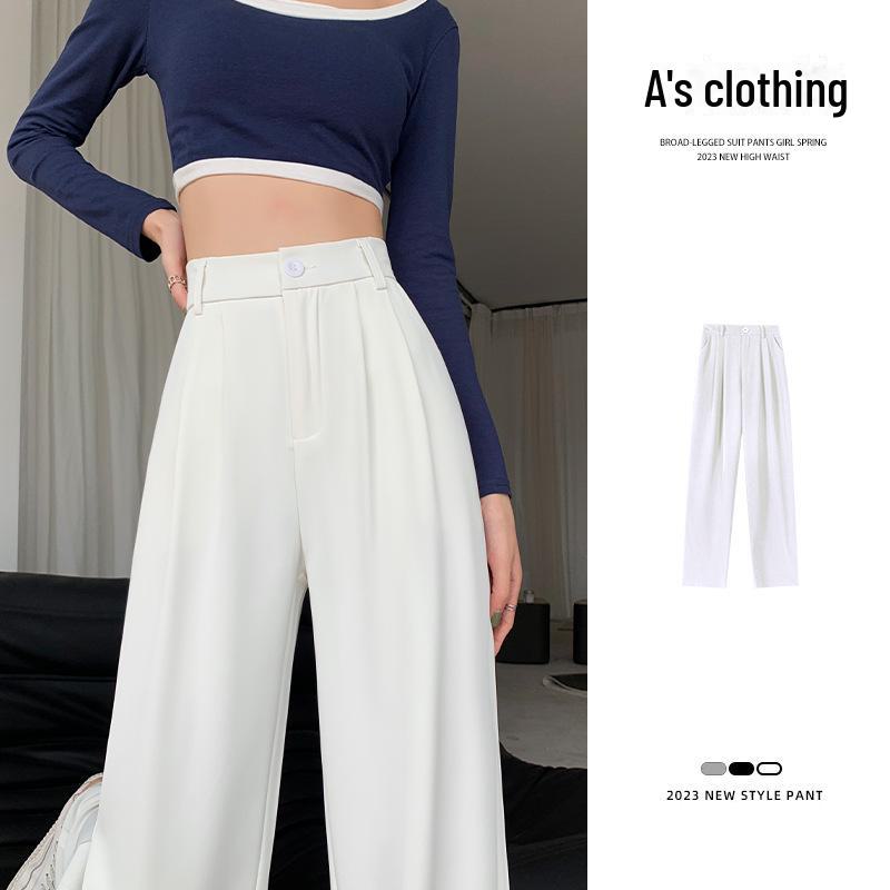 Women's High-Waist Ice Silk Wide-Leg Pants for Spring, Summer & Autumn