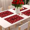 4/6pcs Set Valentine'S Day Red Background with White Hearts And Love Pattern Placemats Suitable for Home Kitchen, Dining Room, Party