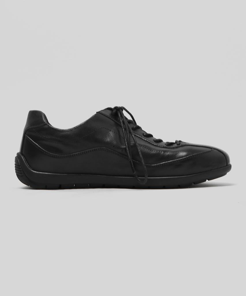 Wetheroad Wtrd3115 Faules Pferdeleder Renn-Sneaker Gewaschenes Schwarz