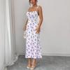2026 Summer Floral Spaghetti Strap Dress - European & American Style, Slim Fit, Hip-Hugging, Sweet & Elegant Women's Long Dress