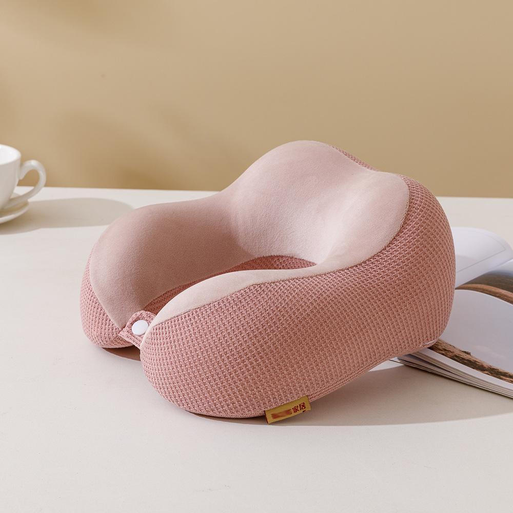 

U-shaped Pillow Memory Foam Slow Rebound Lunch Break Neck Airplane Travel Neck Pillow Mesh Hump Car Throw See below for size descriptions розовый