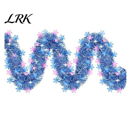 Christmas Tree Ornament Ribbon Snowflake Tinsel Garland, 200cm Light Blue Purple Foil Durable Pet Material Strip for Staircase Window, Holiday