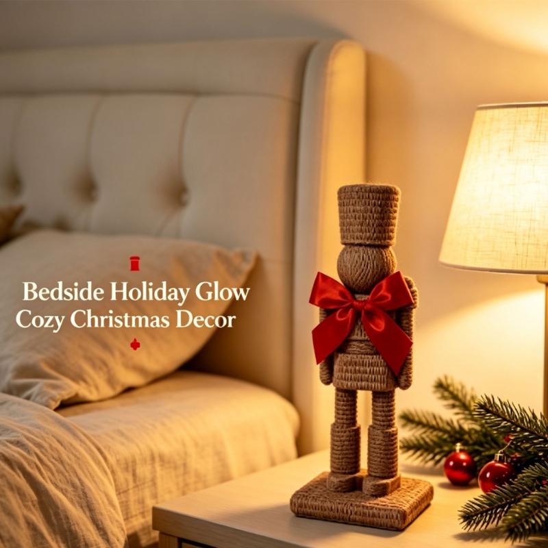 Kerstdecoraties Notenkrakers Soldaat Beeldjes met Geribbelde Afwerking, Gedurfde Rode Strikken en Rechthoekige Basis voor Feestelijke of Dagelijkse Planken, Entree,