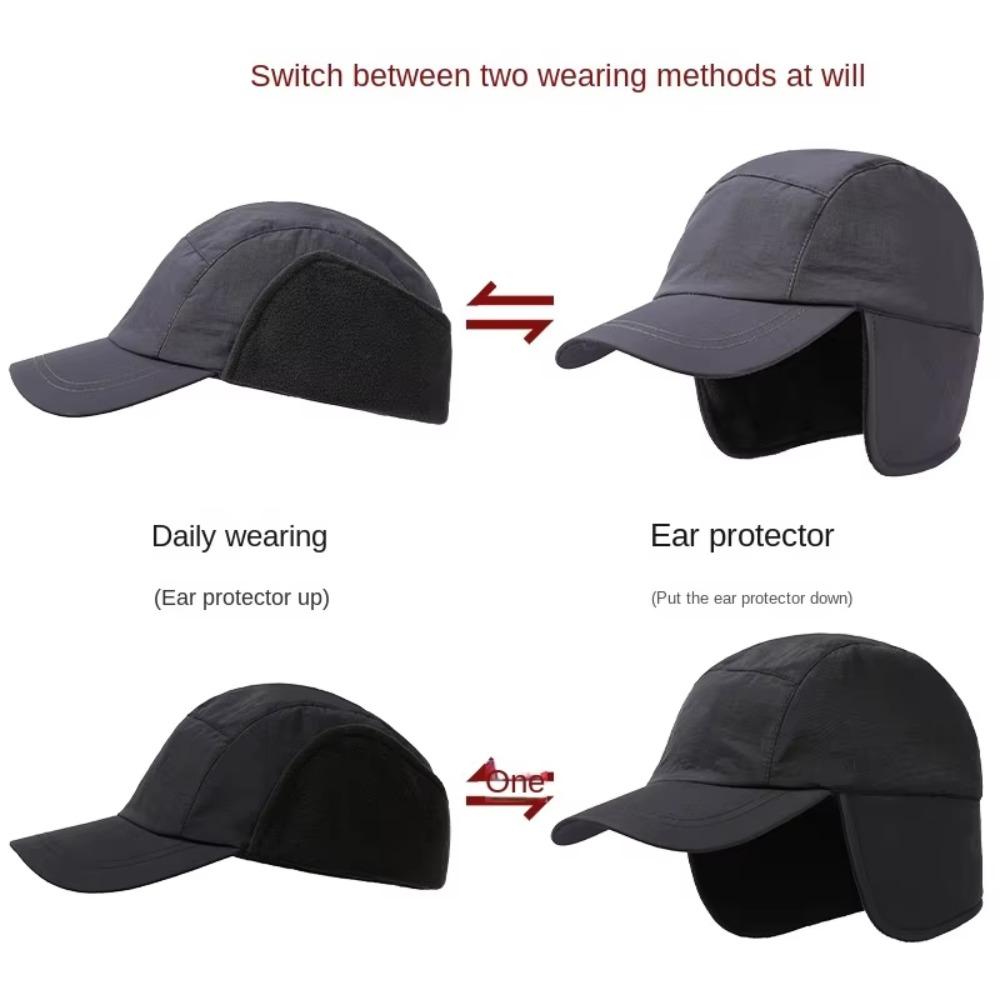 Ear Protection Earmuffs Hat for Men Polar Fleece Hiking Bonnets Casual Winter Baseball Cap Ski