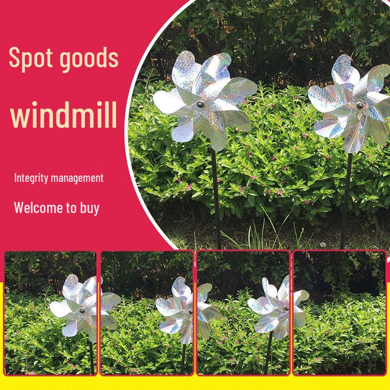 Reflective Silver Outdoor Windmill Bird Repellent Decoration 18*52 серебряный
