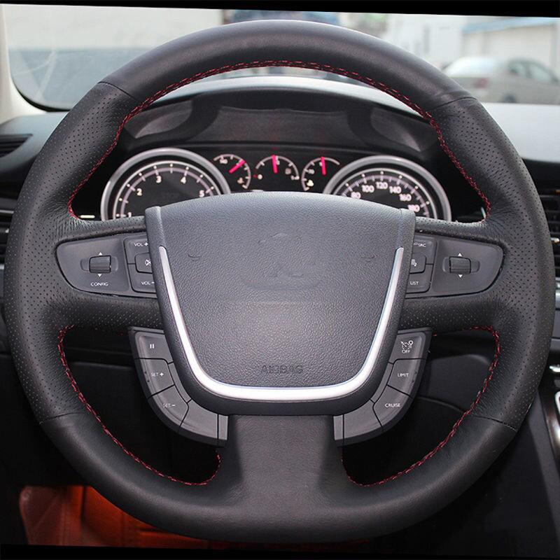 

For Peugeot 508 2011-2008 SW 2012-2017 Hand-stitched Leather suede non-slip car Steering Wheel Cover style 3