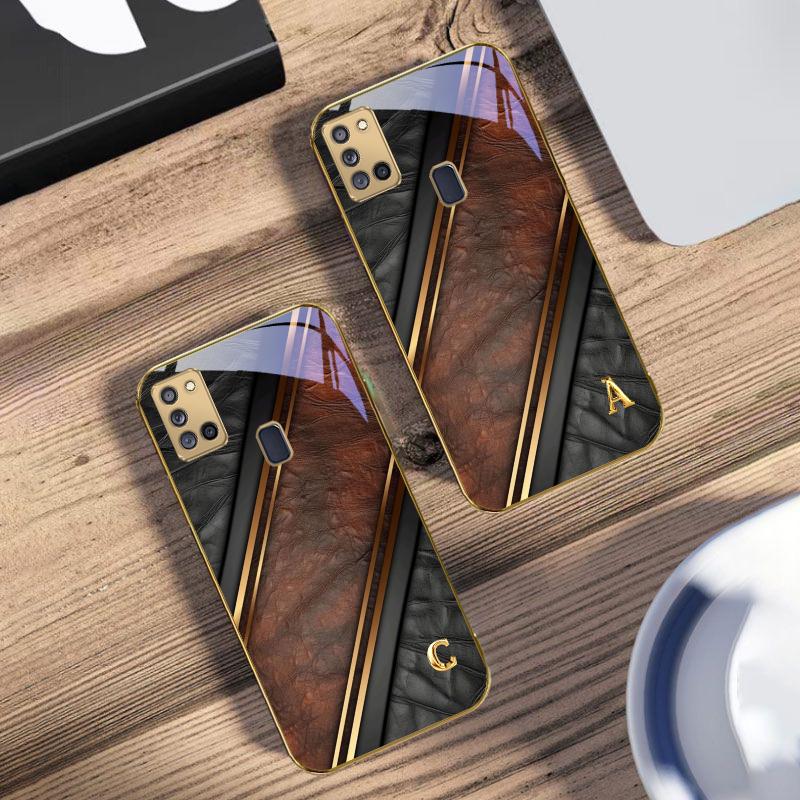 Brilliant golden letters For Samsung A 31 32 A33 A34 35 14 A15 13 16 25 26 50 52 53 54 55 56 70 71 72 73 Golden glass phone case