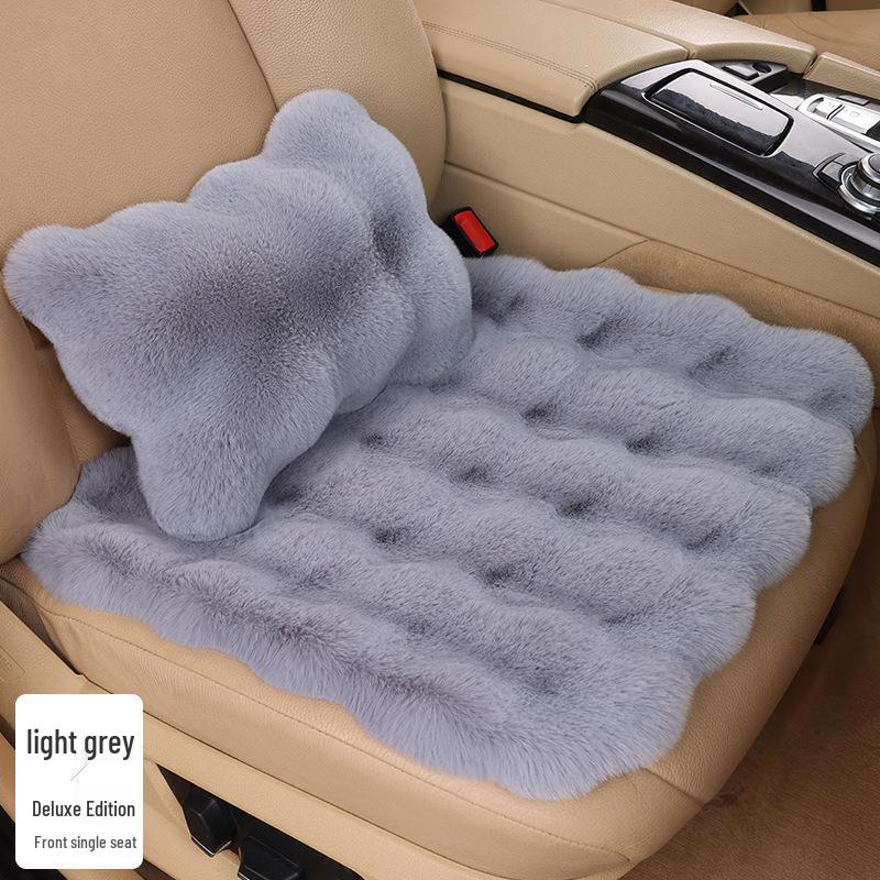 Winter Fleece Rabbit Fur Plush Car Seat Cushion 3-Piece Set