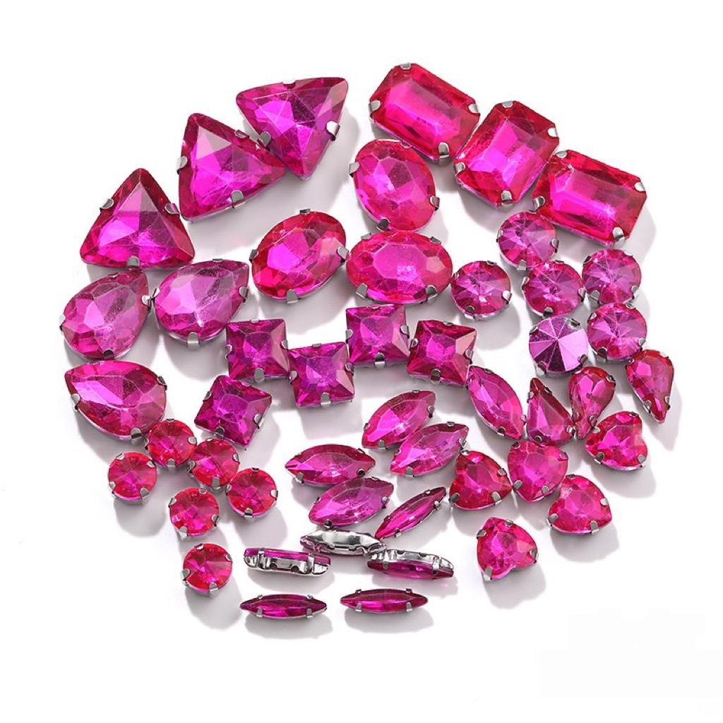 Factory Hot Sale Rhinestones Popular Colors Mix Shapes Sew On Rhinestones Claw Glass Rhinestones for Wedding Dress