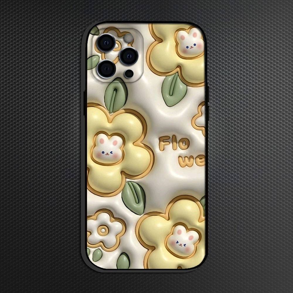 Kawaii Rabbit Phone Case For iPhone 16,15,14,13,12,11 Plus,Pro Max, Others Soft Black Cover
