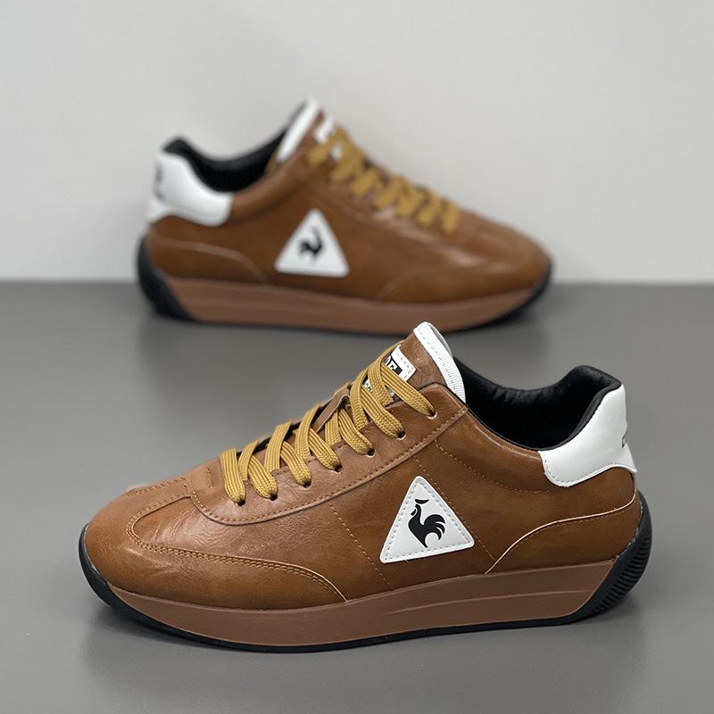 2025 Rooster Forrest Gump Men's Winter Fleece-Lined Leather Sneakers: Warm, Genuine Leather Low-Top Sports Shoes