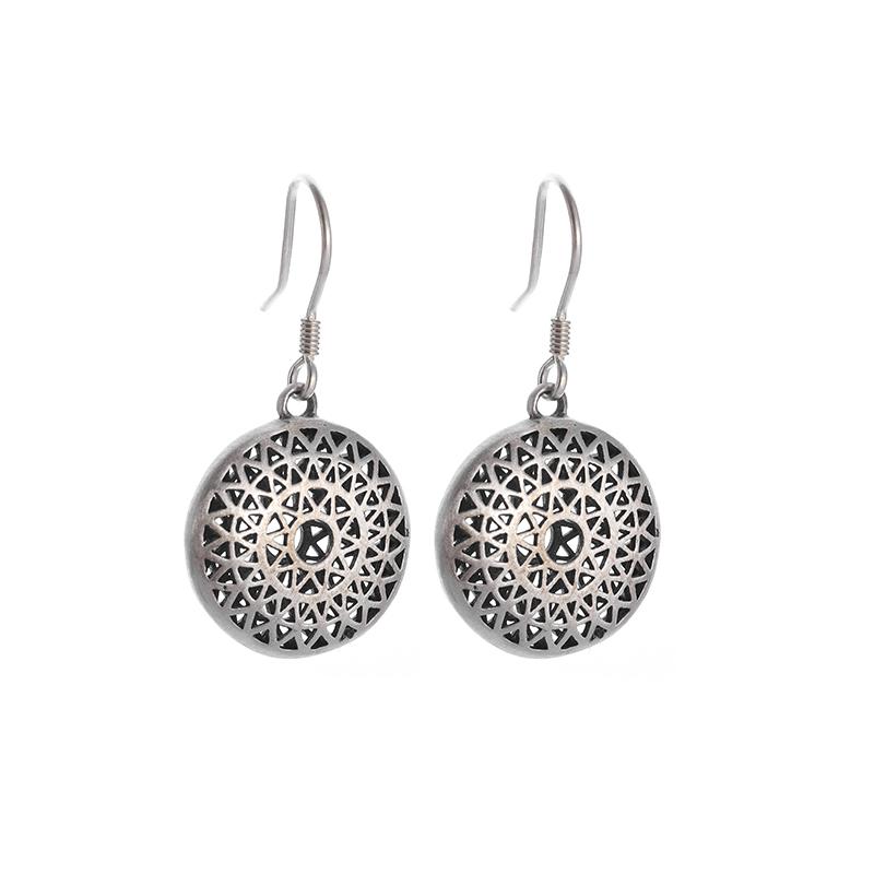 Retro Ethnic Style Hollow Round Earrings for Women Exquisite Hypoallergenic Earrings Gift