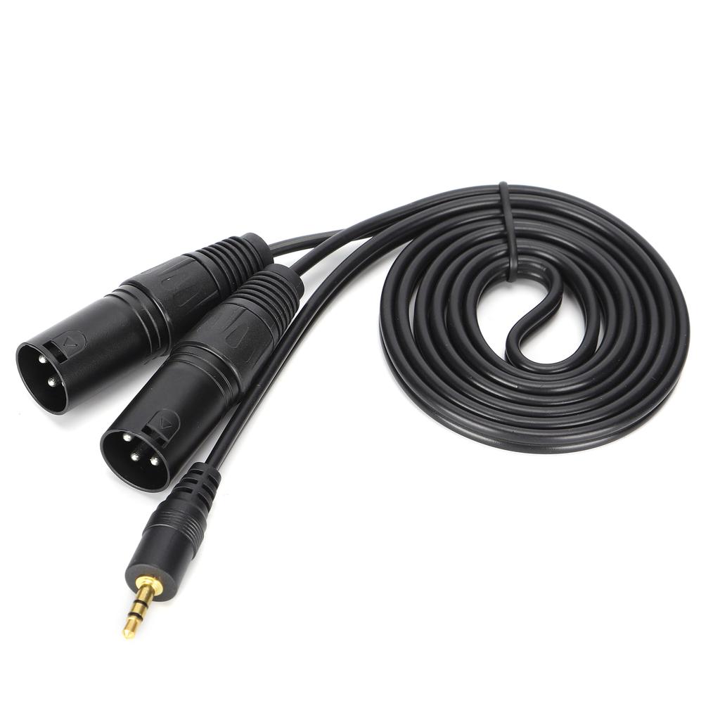 Microphone Cable 3.5mm Connector To Dual XLR Male Adapter Interconnect Patch Cord